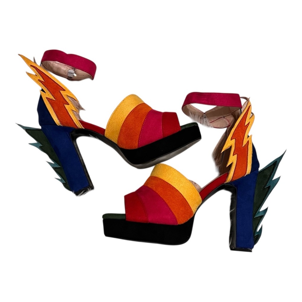 Fsj Multicolor Lightning Bolt Platform Heels Prid… - image 1